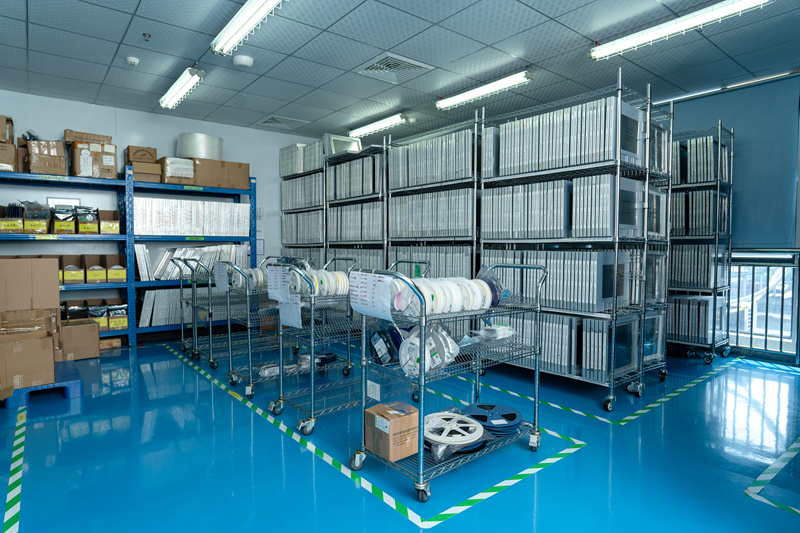Well organized electronic components warehouse for BMS production